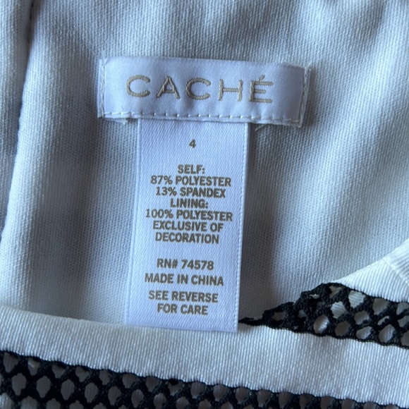 Cache White w/ black net overlay dress. Sz 4 - Picture 7 of 10
